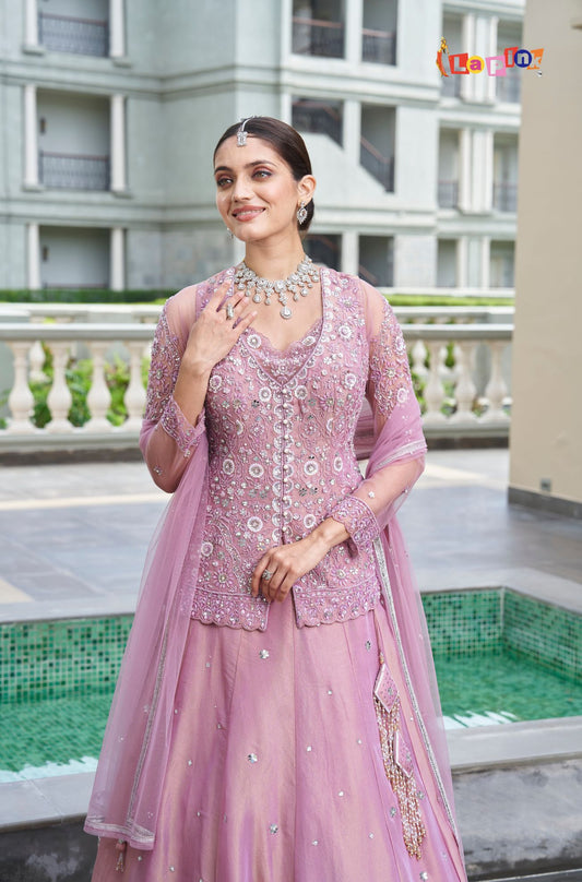 Front-Cut Peplum Set with Skirt and Dupatta