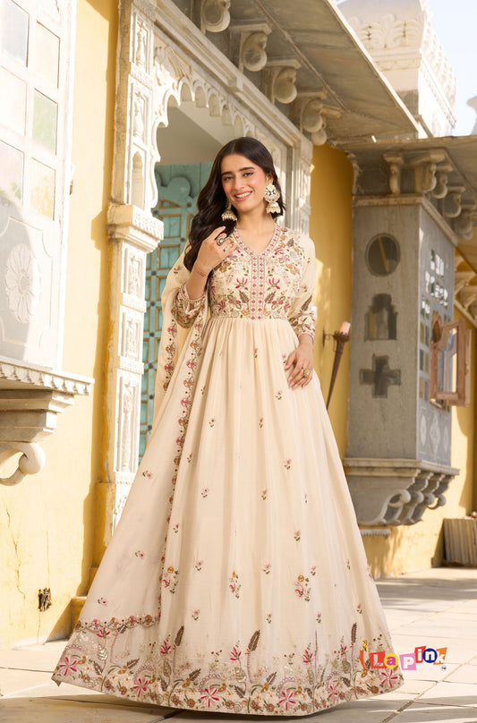 Chinoon Embroidered Gown with Dupatta