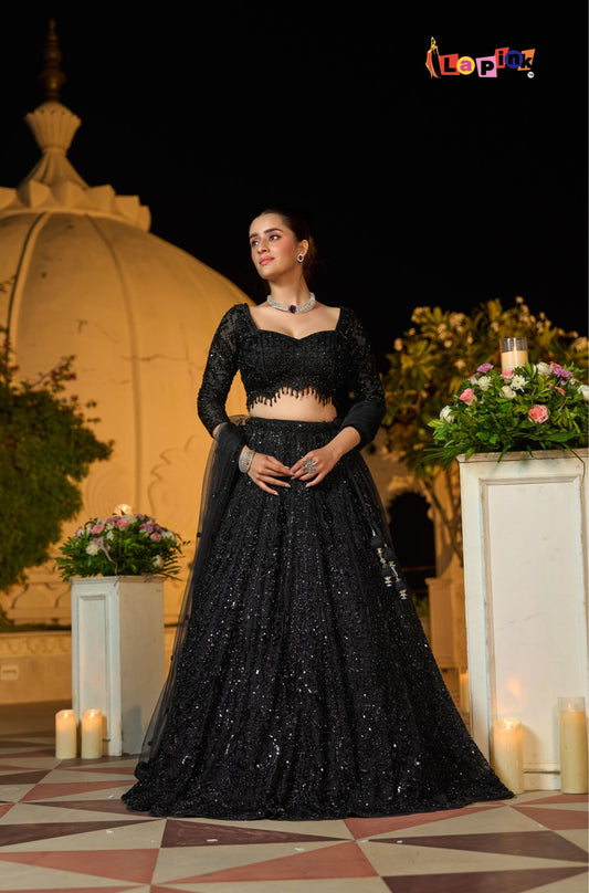 Designer Net Lehenga Set with Full Sleeves Blouse