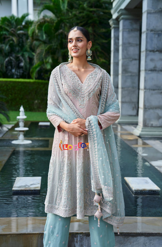 Shaded Sharara Set with Net Dupatta