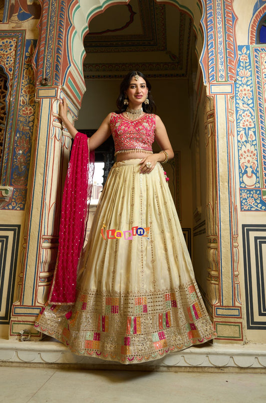 Embroidered Shimar Lehenga Set