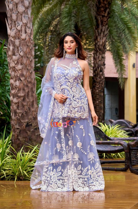 Designer Peplum Set with Plazo & Dupatta