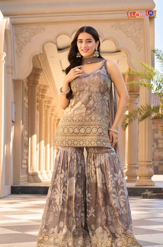 Chinoon Embroidered Garara Set with Dupatta