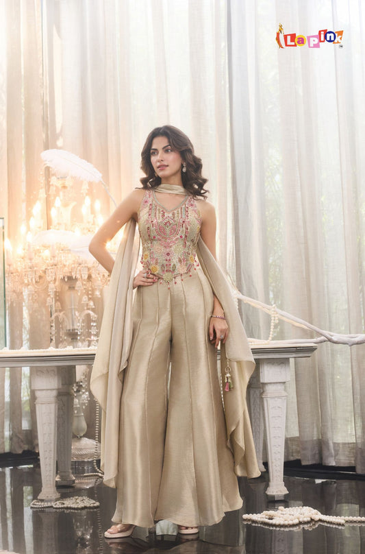 Designer Tissue Silk Top with Divider Pants