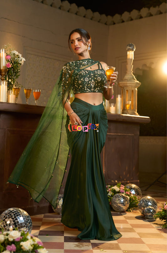 Handcrafted Net Top with Drape Skirt Set