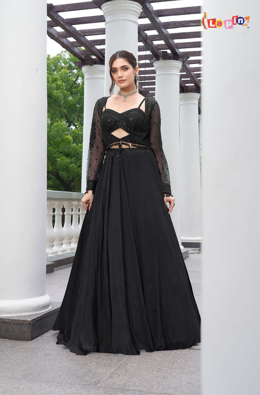 Designer Viscose Lehenga Set with Full Sleeves Jacket