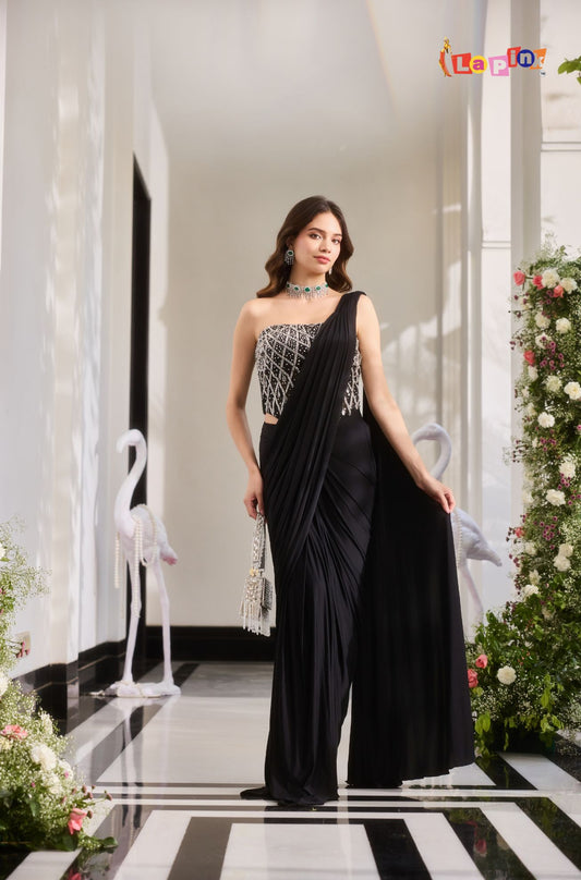 Designer Beadwork Pre-Draped Saree