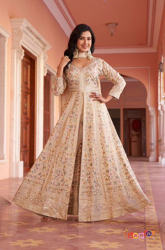 Embroidered Shimmer Centre Cut Pant Set