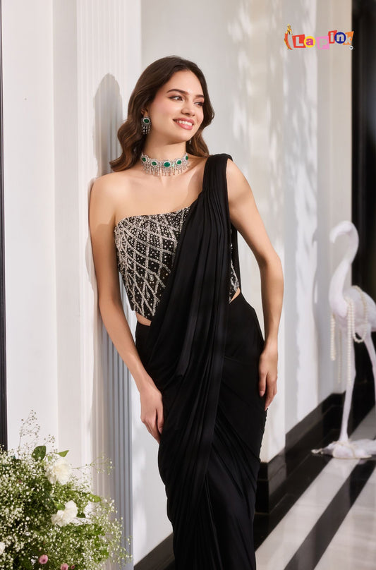 Designer Beadwork Pre-Draped Saree