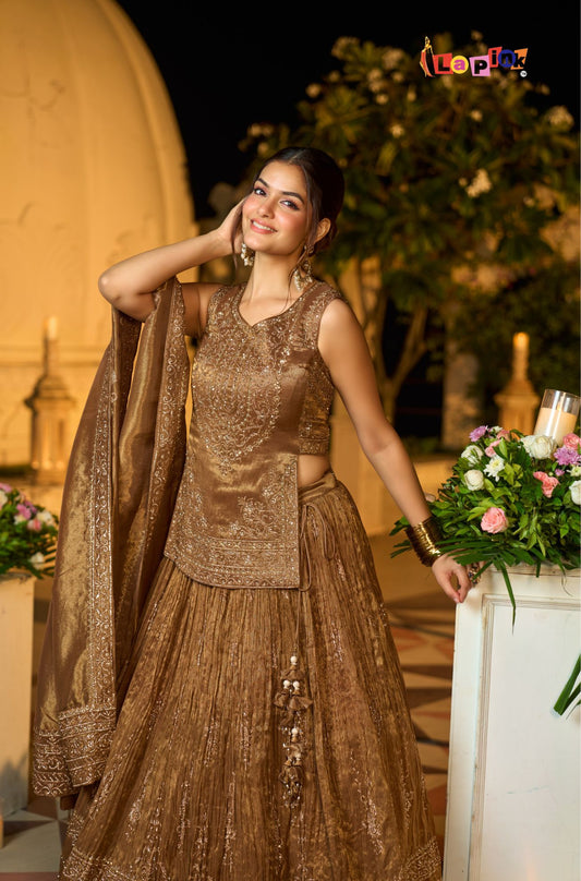 Designer Shimmer Tissue Peplum Skirt Set