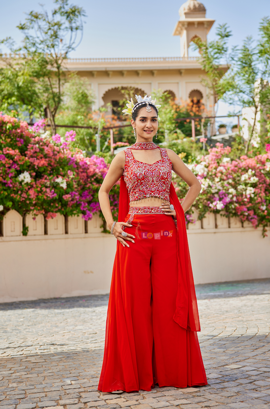Embroidered Top & Plazo Set
