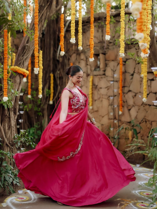 Multi-Thread Pre-Draped Saree with Moti Work