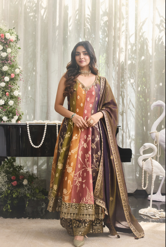 Multicolour Zari Elegance Anarkali Suit Set