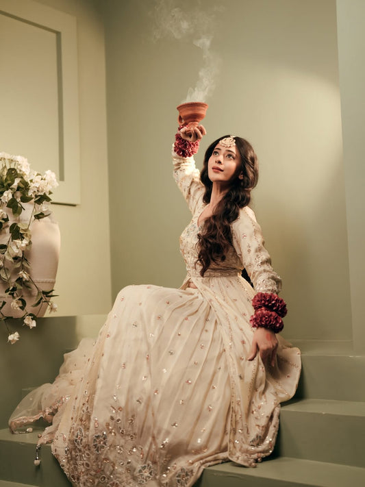 Designer Front Cut Top with Skirt & Dupatta Set