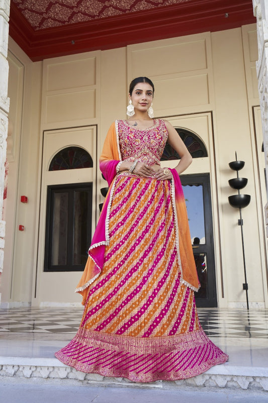 Designer Multi Lehenga Set with Contrast Dupatta