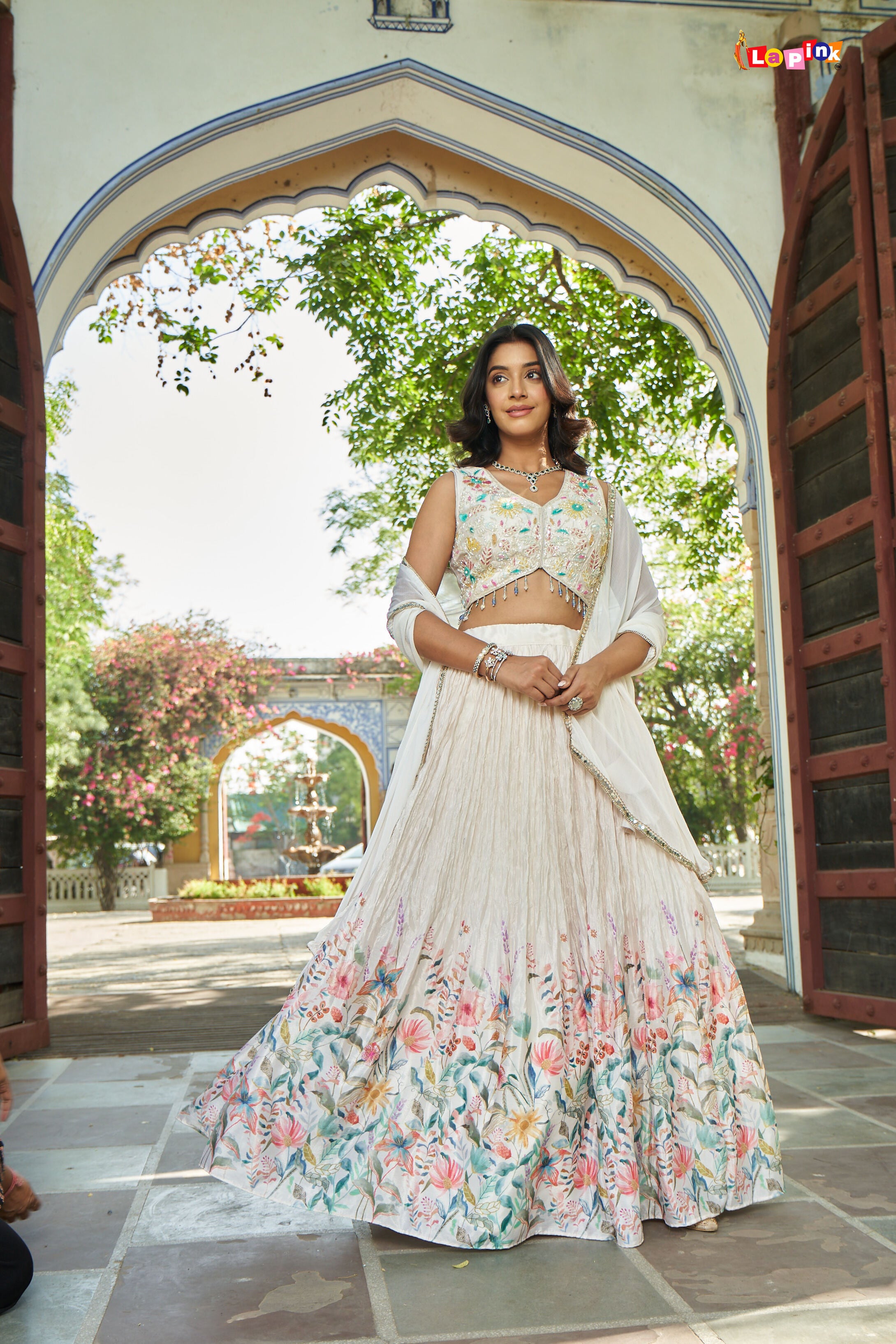 Whispering White Crop Top Lehenga Set