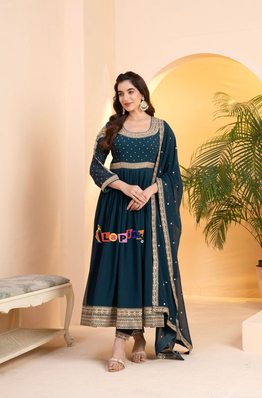 Full Sleeves Embroidered Anarkali Set