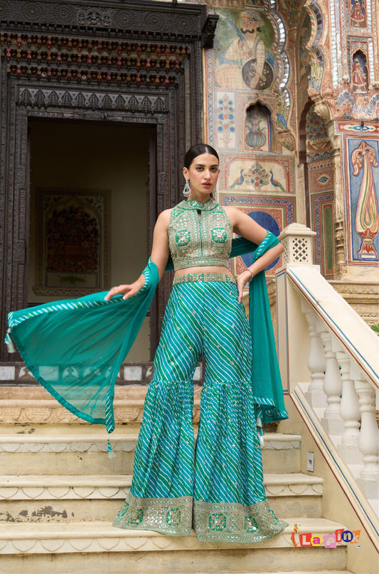 Bandhani Embroidered Sharara Set