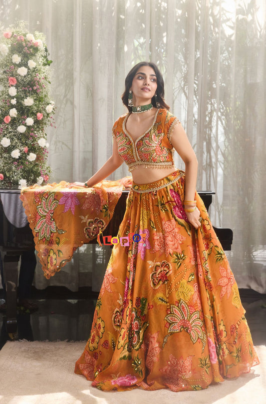 Stone & Tassel Work Printed Lehenga Set