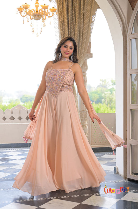 Designer Viscose Top with Plazzo & Neck Dupatta Set