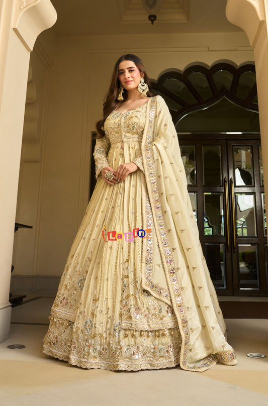 Designer Front Cut Top with Skirt & Dupatta Set