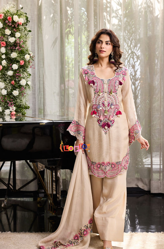 Embroidered Tissue Farsi Salwar Suit Set