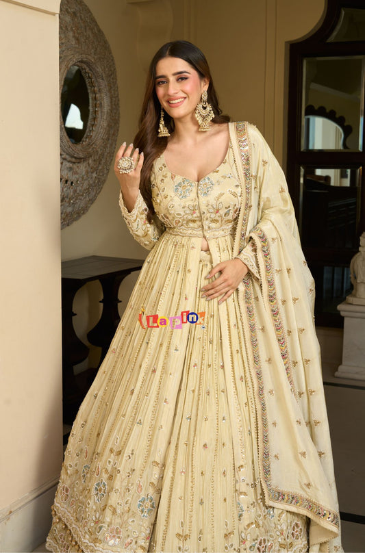 Designer Front Cut Top with Skirt & Dupatta Set