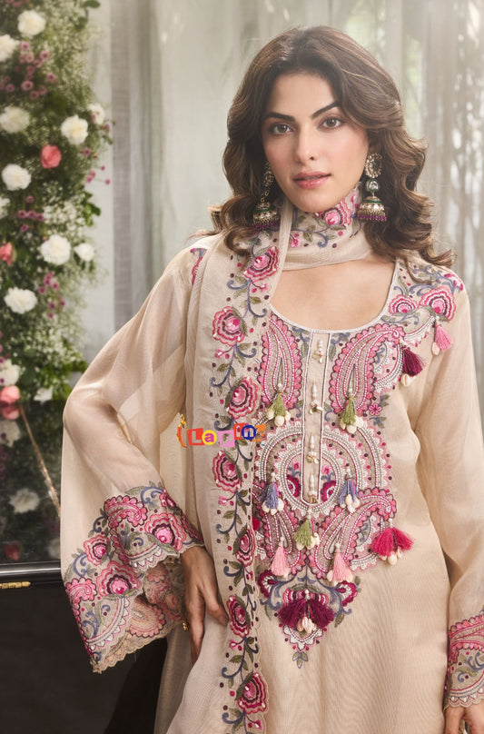 Embroidered Tissue Farsi Salwar Suit Set