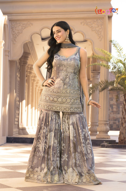 Chinoon Embroidered Garara Set with Dupatta