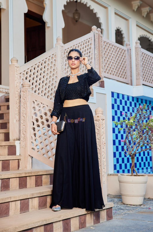 Embroidered Divider Set with Short Jacket