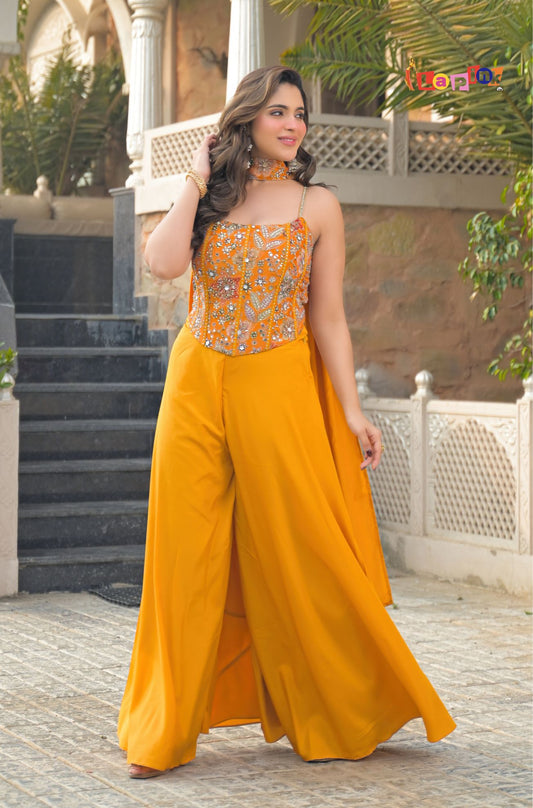 Corset Plazzo Set with Neck Dupatta