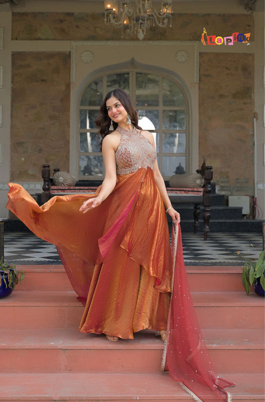 Stone Embroidered Front Cut Plazzo Set