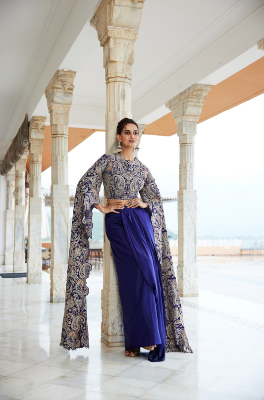 Embroidered Indo Western Top & Skirt Set