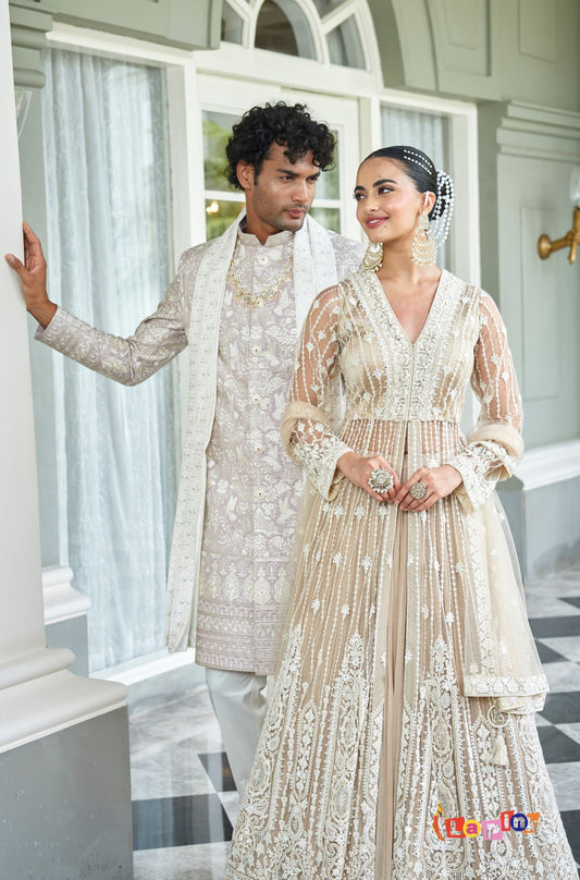 Embroidered Viscose Skirt Set with Net Dupatta