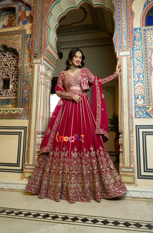 Embroidered Lehenga Set with Short Jacket
