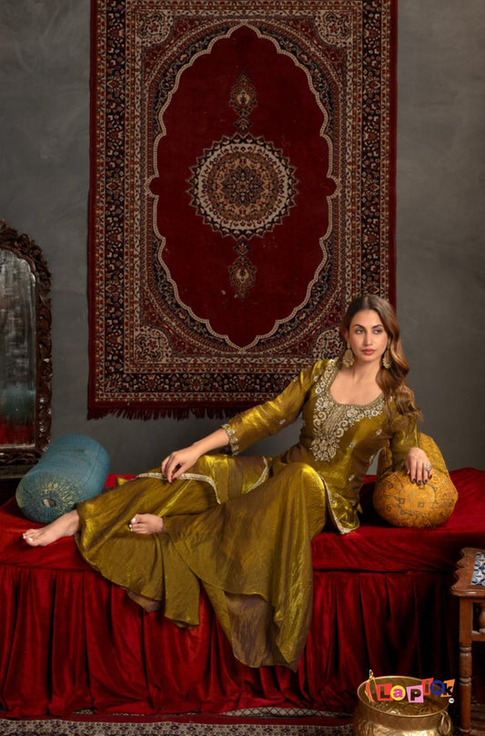 Fendi Fabric Embroidered Sharara Set with Dupatta