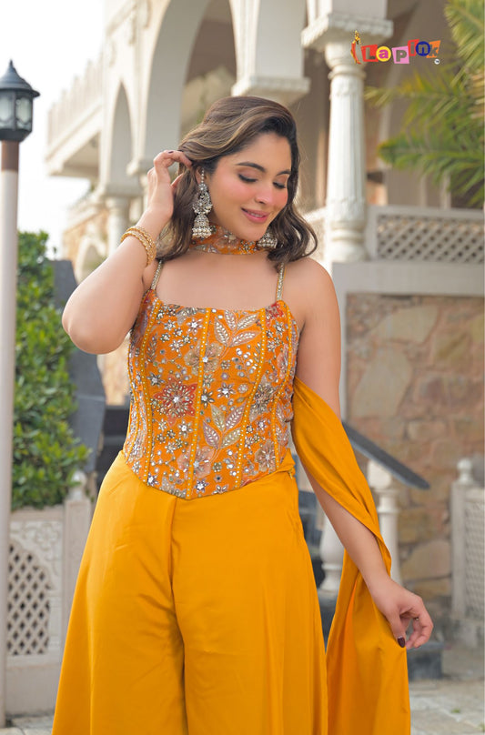 Corset Plazzo Set with Neck Dupatta