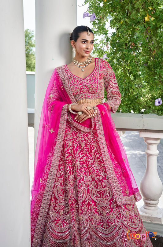 Lehenga Set with Four-Side Border Dupatta