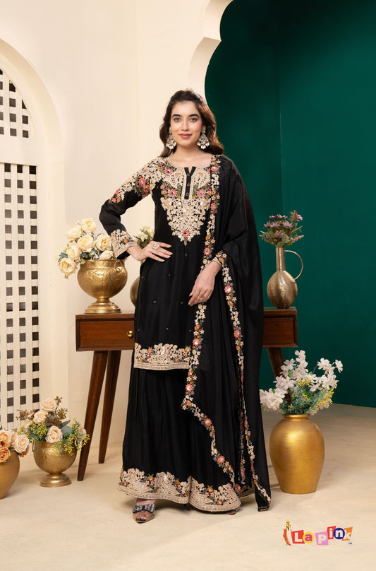 Multi Dori Handwork Viscose Sharara Set with Dupatta