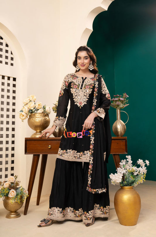 Multi Dori Handwork Viscose Sharara Set with Dupatta