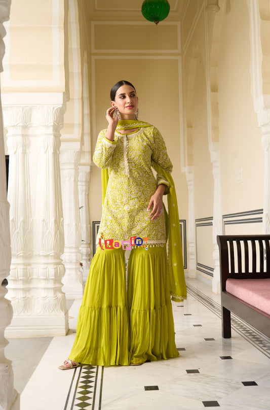Fancy Lime Green Garara Set