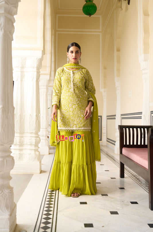 Fancy Lime Green Garara Set
