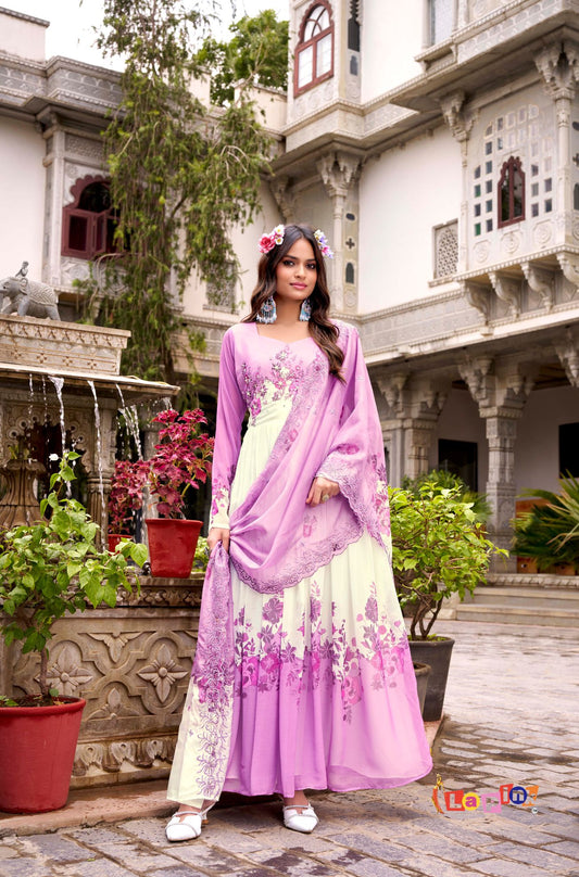 Floral Full Sleeves Anarkali with Dupatta