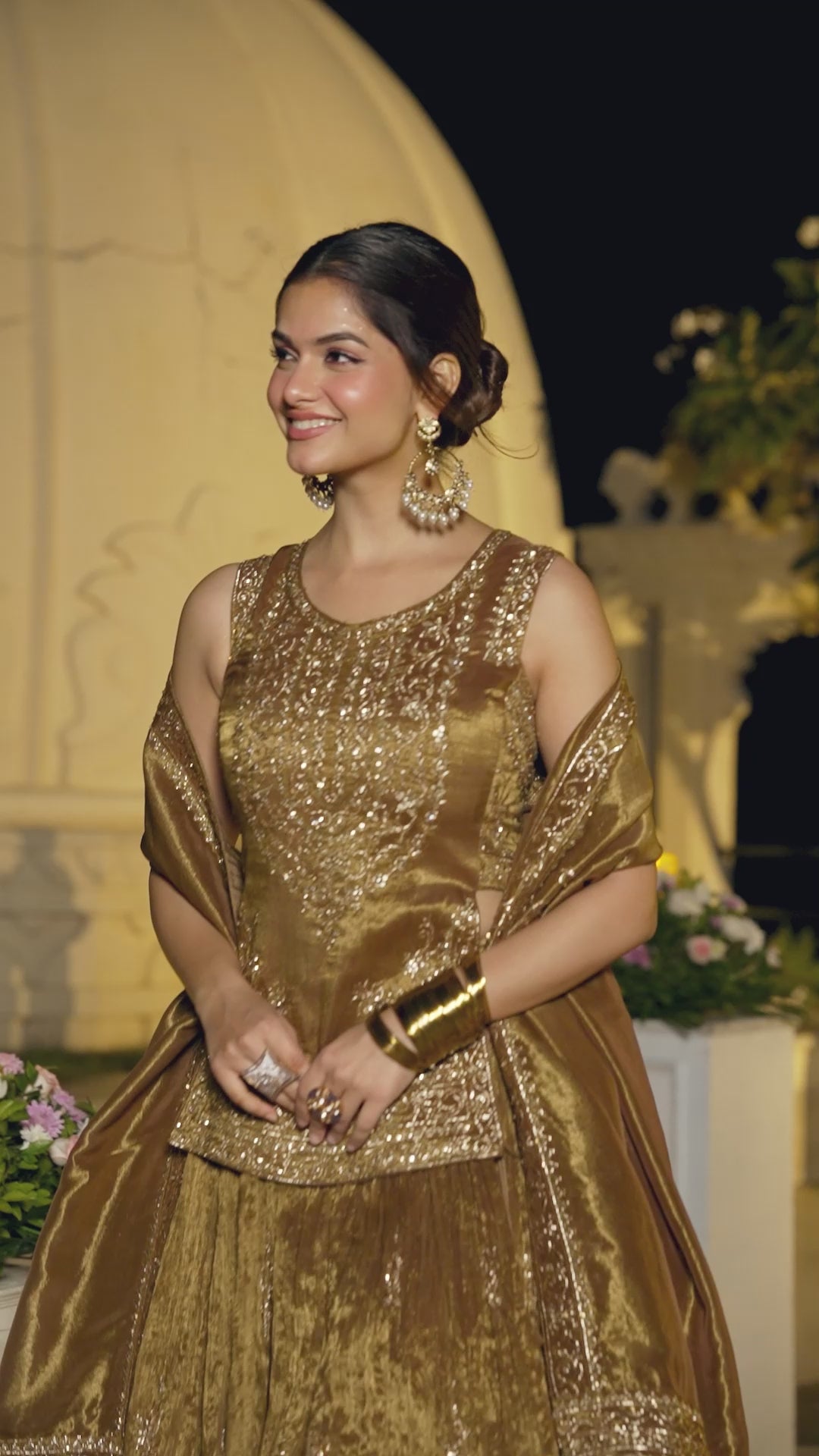 Designer Shimmer Tissue Peplum Skirt Set