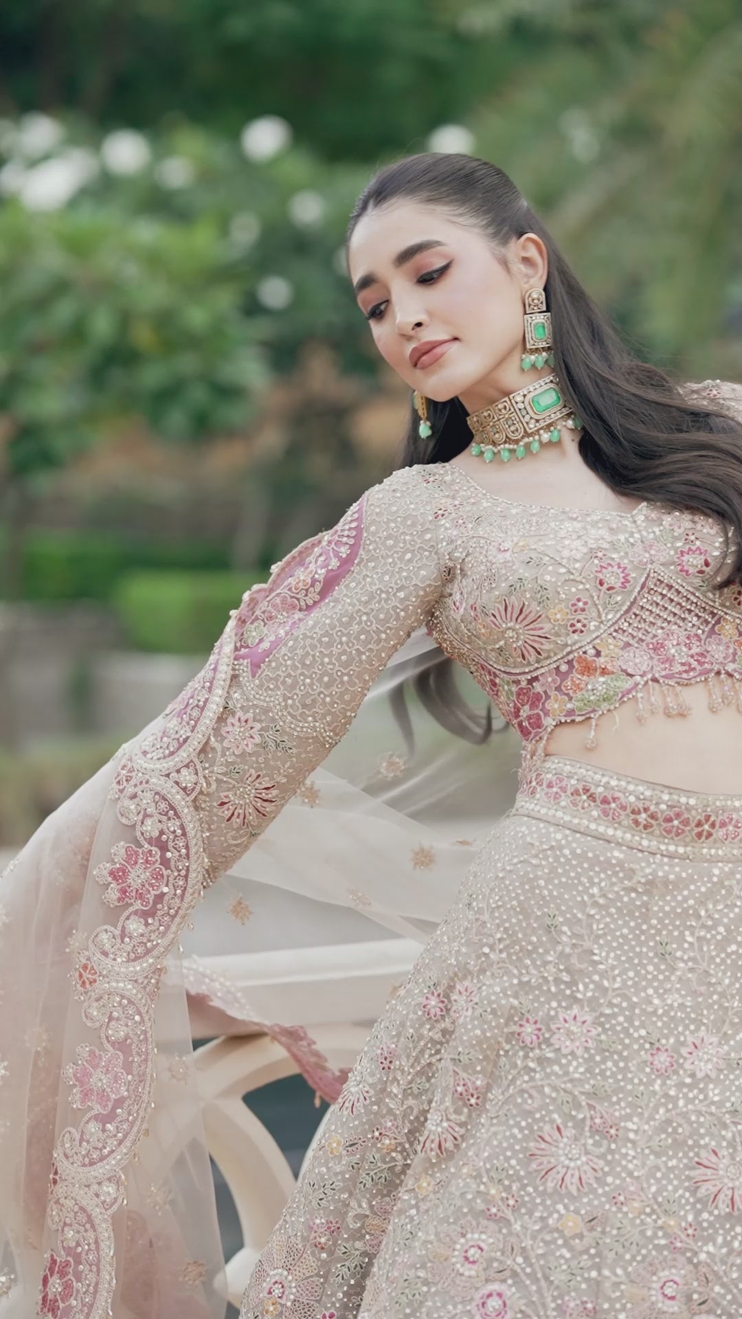 Designer Lehenga Set with Multi Embroidery and Stone Work